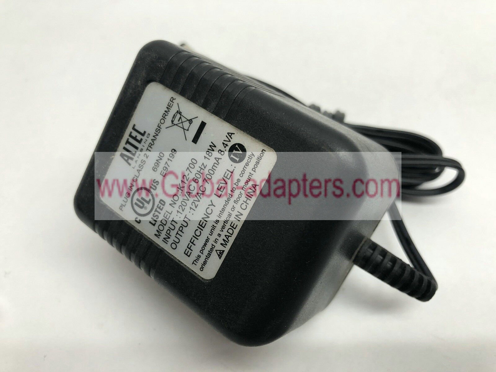 New Altec Lansing K12-700 E97199 12VAC 700mA AC Adapter 5.5*2.0mm - Click Image to Close